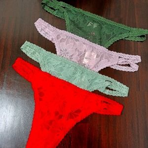 3 FLORAL LACE PINK VS THONGS S